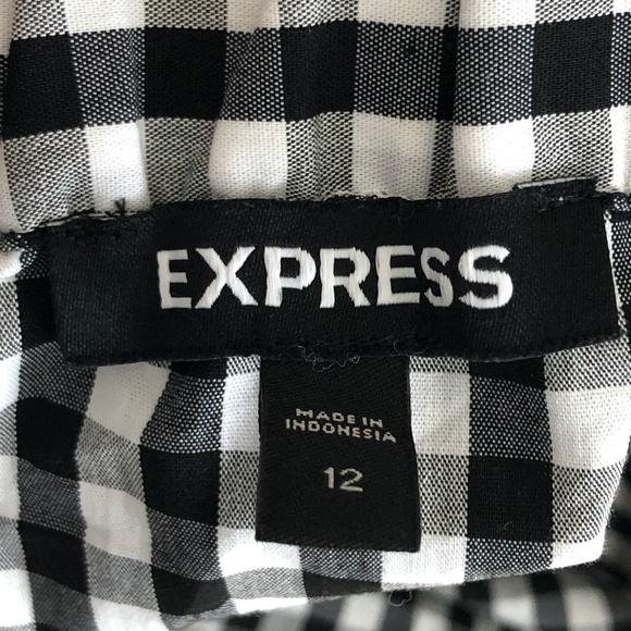 Express Black and White Gingham Off-Shoulder Blouse - Picture 3 of 11
